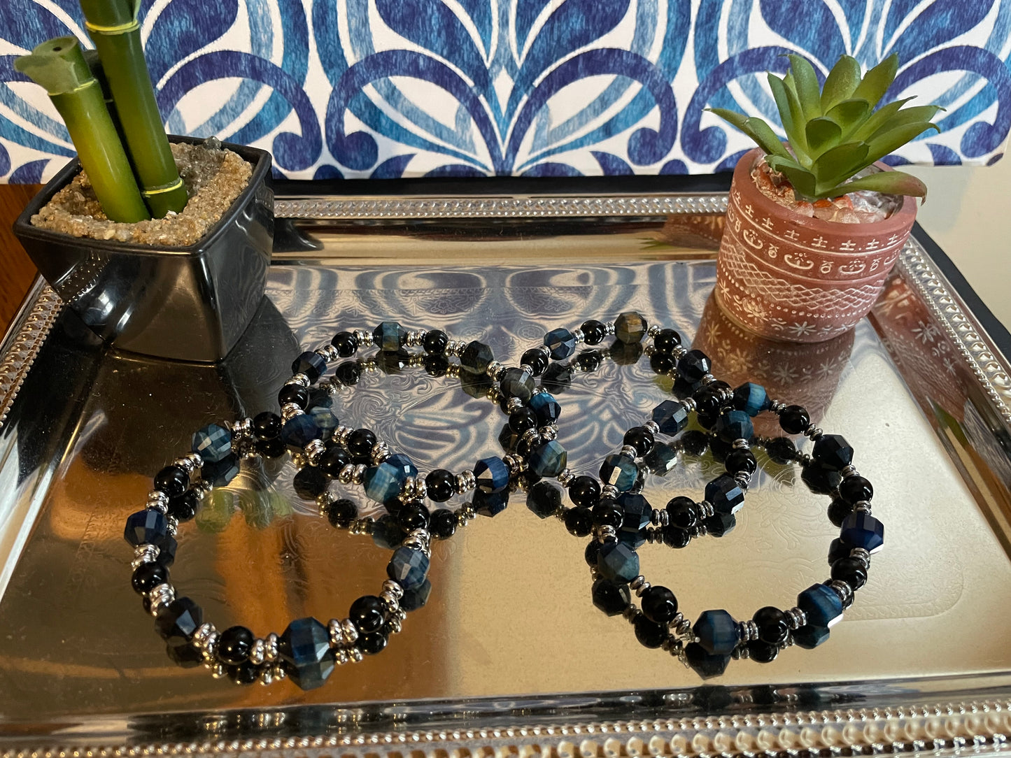 Black and blue gemstone bracelet