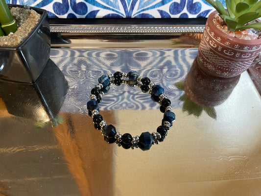 Black and blue gemstone bracelet